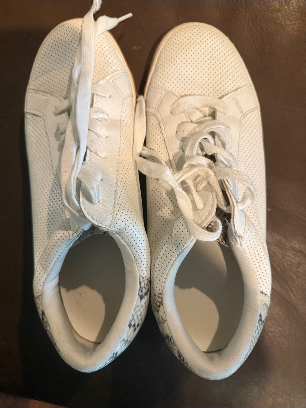 Women’s White Perforated Lace-Up Sneakers